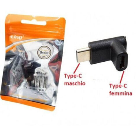 Trade Shop - TYP-C-STECKER AUF TYP-C-BUCHSE, 90°-WINKELADAPTER TPC-2206 -