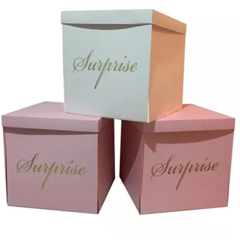Trade Shop - ÜBERRASCHUNGSBOX 50X50X50CM ZUFÄLLIGE FARBE MYSTERY BOX GOLDDRUCK ÜBERRASCHUNG -