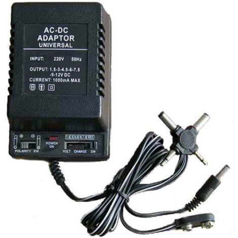 TRADE SHOP TRAESIO Trade Shop - UNIVERSALSTROMVERSORGUNG TRANSFORMER 1000mA 1,5V bis 12V AC DC ANSCHLÜSSE ITA -