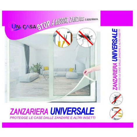 Trade Shop - Universal Zanzarier Finestra Bianca Adesiva Con Nastro Velcro 150x220cm 10228 -