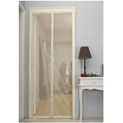 Trade Shop - UNIVERSELLES MAGNETISCHES MOSKITONETZ 120 X 210 CM VORHANGMAGNETE FARBE CREMEBEIGE -