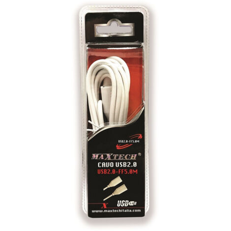 Trade Shop - USB 2.0-Kabel, Buchse auf Buchse, 5 Meter, Verlängerungskabel, Maxtech USB2.0-FF5.0M -