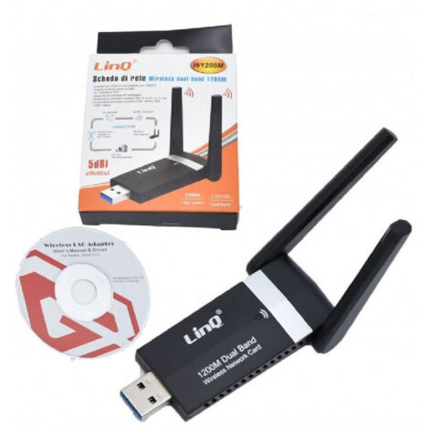 Trade Shop - USB 3.0 WLAN DUAL BAND 1200M VERSTÄRKT 5DBI W1200M NETZWERKKARTENADAPTER -