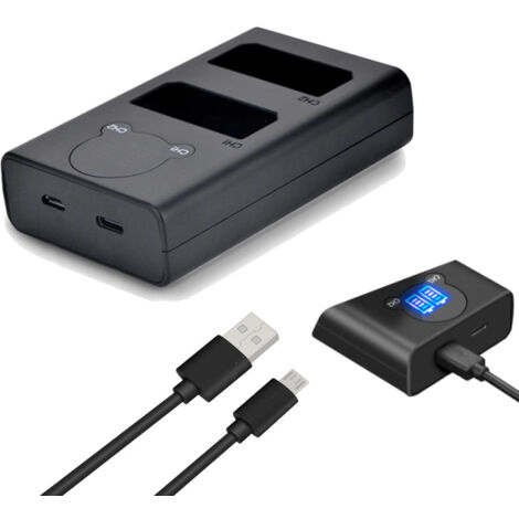Trade-Shop USB-C Doppel Akku Dual Schnell-Ladegerät für 2 Akkus mit LCD kompatibel mit Canon LP-E5, EOS-450D, EOS-500D, EOS-1000D, Digital Rebel XSi