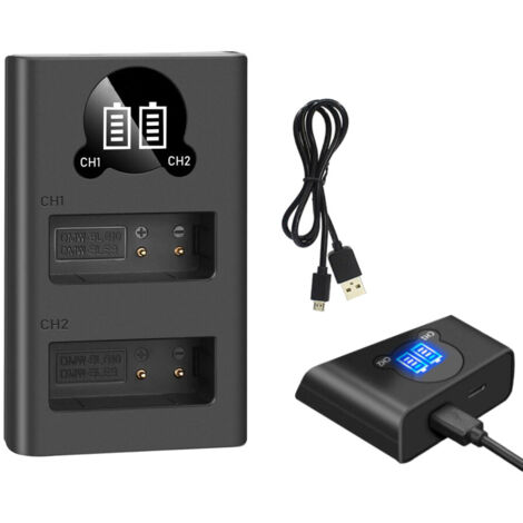 Trade-Shop USB Typ-C Doppel Akku Dual Schnell-Ladegerät für 2 Akkus mit LCD kompatibel mit Panasonic Lumix DMC-GX7 DMC-GX7 Mark II DMC-GX7K DMC-GX80