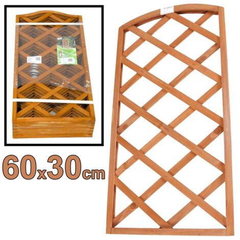 Trade Shop - Valla De Madera Oscuro Panel Enrejado 60 X 30 Cm Jardín Escaladores -