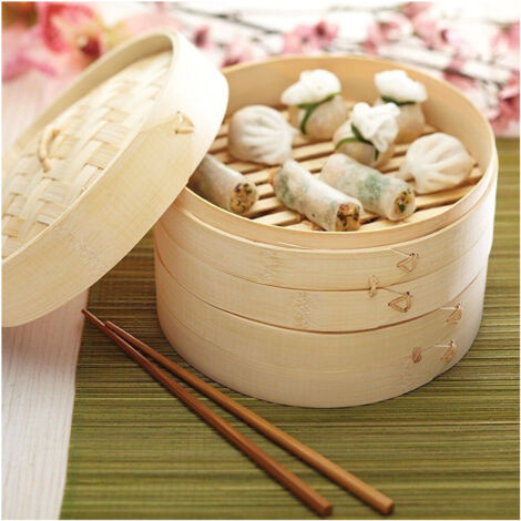 Trade Shop - VAPORIERA IN LEGNO BAMBOO CUOCIVORE 20CM COTTURA VAPORE CUCINA ASIATICA -