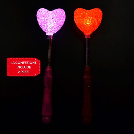 Trade Shop - Varita De Luz De Corazón Regalo De San Valentín Decoración Led Fiesta Gadget 2 Pcs -