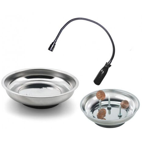 Trade Shop - Vaschetta Magnetica 6''+ Calamita Snodata With Magnetic Led Luce Brico -