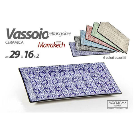 TRADE SHOP - Vassoio Rettangolare Marrakech 29x16x2cm Deluxe Multiuso 6 Colori Ceramica 771675 -