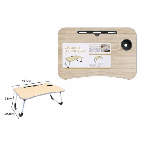 Trade Shop - VASSOIO SCRIVANIA PIEGHEVOLE TAVOLINO DA PC SLOT TAZZNO CHIARO 71364 -