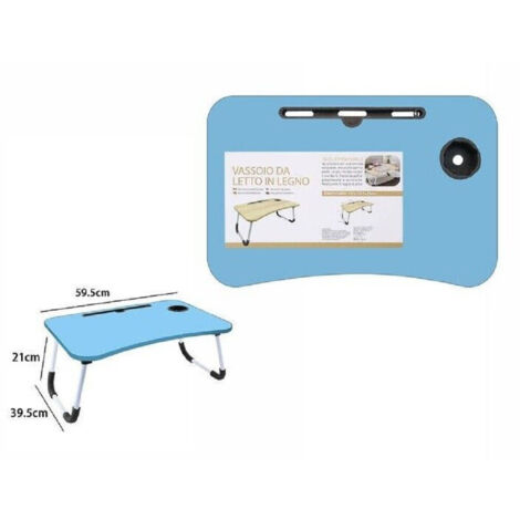 TRADE SHOP - Vassoio Scrivania Pieghevole Tavolino Tavolo Pc Slot Tablet Tazza Azzurro 71366 -