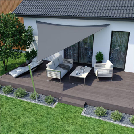 TRADE SHOP - Vela Tenda Triangolare Parasole Protezione Sole Ombra Giardino 5x5x5 Mt Grigio 222570 -