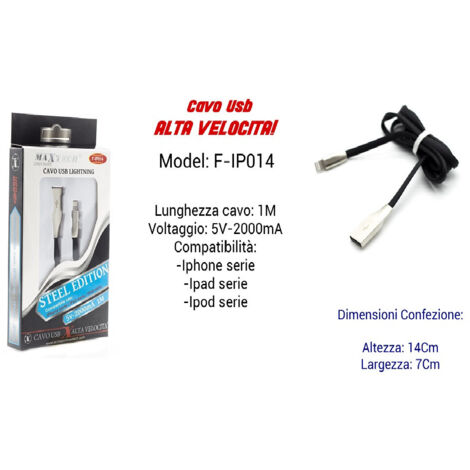 Trade Shop - Veloce X Iphone Ipad Ipod 5volt - 2000ma 1mt Maxtech F-ip014 -