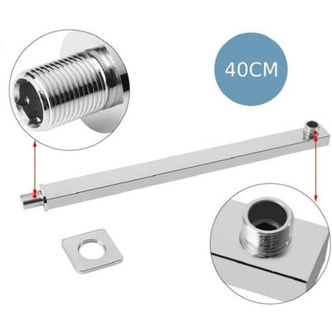 Trade Shop - VERCHROMTER MESSING-BRAUSEARM KOMPLETT MIT ROSETTE 40CM -