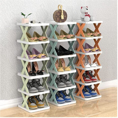 Trade Shop - VERTIKALER SCHUHREGAL-ORGANIZER SCHNELLMONTAGE 7 EBENEN KLAPPREGAL -