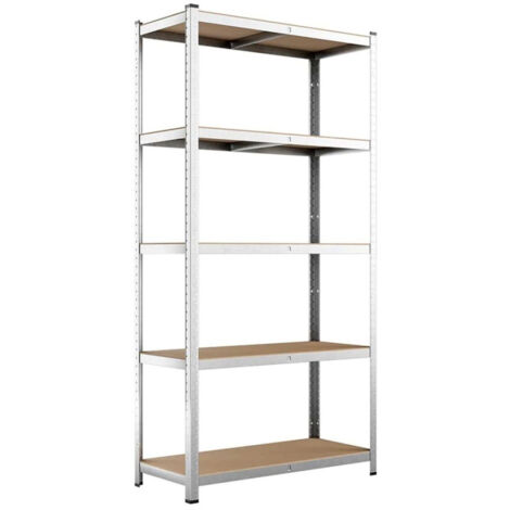 Trade Shop - VERZINKTES METALLREGAL, 5 REGALE, MDF-REGAL, SCHWERLAST, 180X120X45CM -