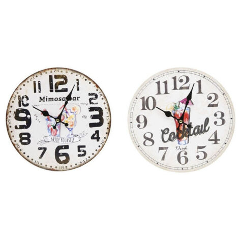 Trade Shop - Vintage-Wanduhr mit Cocktail-Motiv, für Küche und Zuhause, analog, Holz, 218700 -