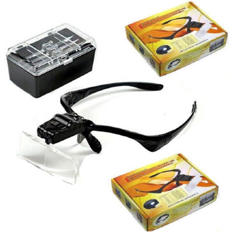 Trade Shop - Visiera Occhiali Lenta De Ingrandimento Led Torcia 5 Lenti 2 Luci Led -