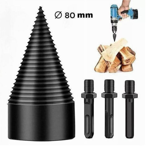 Trade Shop - Vite Conica Spaccalegna 80mm Fresa Legno Punta Per Trapano Con 3 Attacchi 07519 -