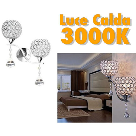 Trade Shop - Wandleuchte Doppellampe Runde Kristalle LED Licht Warm 3000 Kronleuchter -