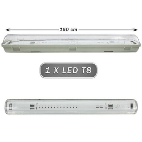 Trade Shop - WASSERDICHTE DECKENLEUCHTE 1 NEON LED RÖHRE T8 G13 150CM WAND DECKEN IP65 T8-150SS -