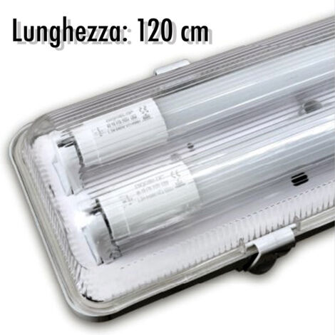 Trade Shop - WASSERDICHTE DECKENLEUCHTE KOMPLETT MIT 2 LED-NEONRÖHREN 120CM FÜR DECKENWAND IP65 -