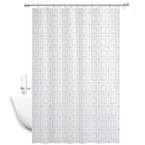 Trade Shop - WASSERDICHTER ANTI-SCHIMMEL-DUSCHVORHANG BADEZIMMER 180 X 200 CM MIT QUADRATISCHEN RINGEN 59391 -