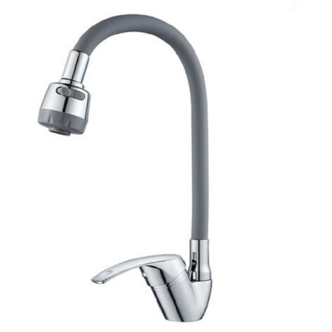 Trade Shop - Wasserhahn-Mixer-Küchen-Spüle-flexibles Fass-graue Schüssel 79914 -