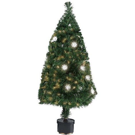 Trade Shop - WEIHNACHTSBAUM FASEROPTIK BLUME 60CM 60 SPITZEN 9 BLUMEN FARBE GRÜN -