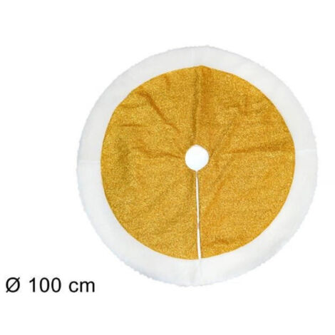 Trade Shop - WEIHNACHTSBAUM TEPPICHROCK 100 CM GLITTER GOLD PELZ EFFEKT -