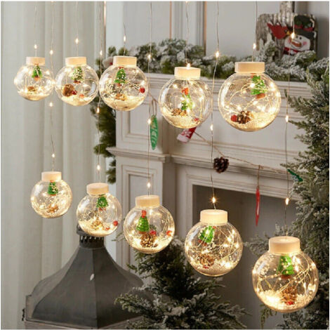 Trade Shop - WEIHNACHTSBELEUCHTUNG 10 WEIHNACHTSMANNKUGELN WEIHNACHTSZELT HELLES KALTES WEISSES LICHT -