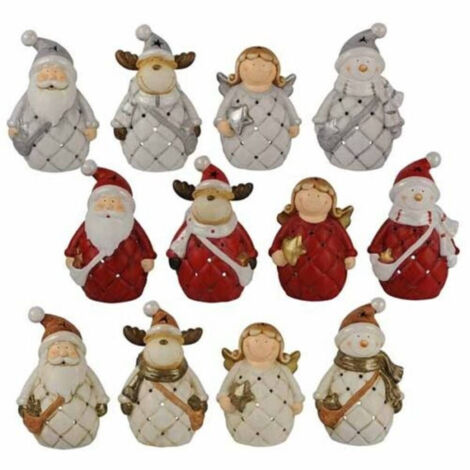 Trade Shop - WEIHNACHTSDEKORATION 4 STÜCK AUS POLYRESIN 3 VERSCHIEDENE MODELLE SORTIERTE FARBEN -