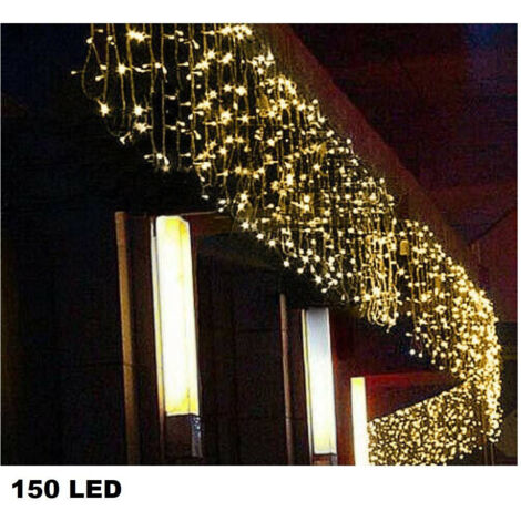 Trade Shop - Weihnachtslichtervorhang LED Außenbeleuchtung 150 LED 5 m x 0,75 cm Warmweiß -