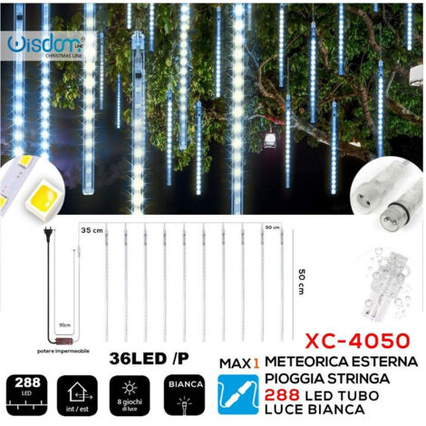 Trade Shop - WEIHNACHTSLICHTVORHANG 288 LED REGEN METEORISCHER EFFEKT WEISSES LICHT XC-4050 -