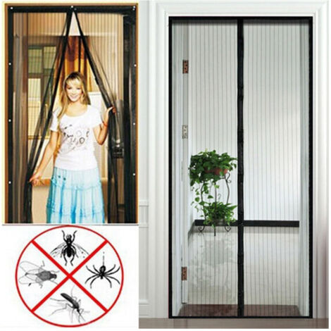 TRADE SHOP - Zanzariera Magnetica Per Porte 140 X 240 Cm Universale Nera Tenda Zanzariera -