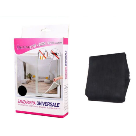 Trade Shop - Zanzariera Universale Finestra Nera Adesiva Con Nastro In Velcro 150x220cm 12921 -
