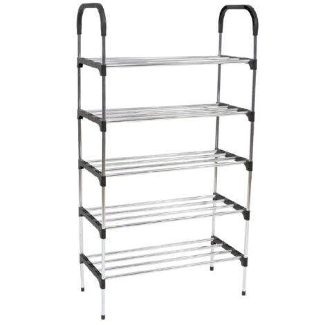 Trade Shop - Zapatero Metal Plastico 5 Niveles 57x26x100cm Zapatero Ahorro Espacio Hogar -