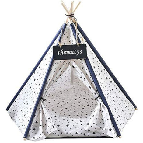 Trade Shop - ZELT FÜR HUNDE KATZEN HAUSTIERE TIPEE KISSENKORB WASCHBAR 50X50X70CM -