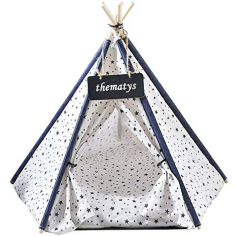 Trade Shop - ZELT FÜR HUNDE KATZEN HAUSTIERE TIPI KISSEN WASCHBAR KORB 60X60X90CM -