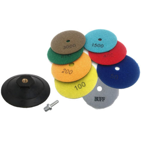 Trade-Shop Zubehör für Winkelschleifer Schleifmaschinen Klett Ø100mm - Set (10-teilig) Schleifscheiben inkl. Teller + M14 Adapter