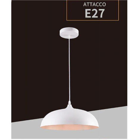 Trade Shop - ZUSAMMENFASSUNG IN SOSPENSION E27 FERRO PARALUME MODERNE ELEGANTE CUPOLA B90 -      Weiß