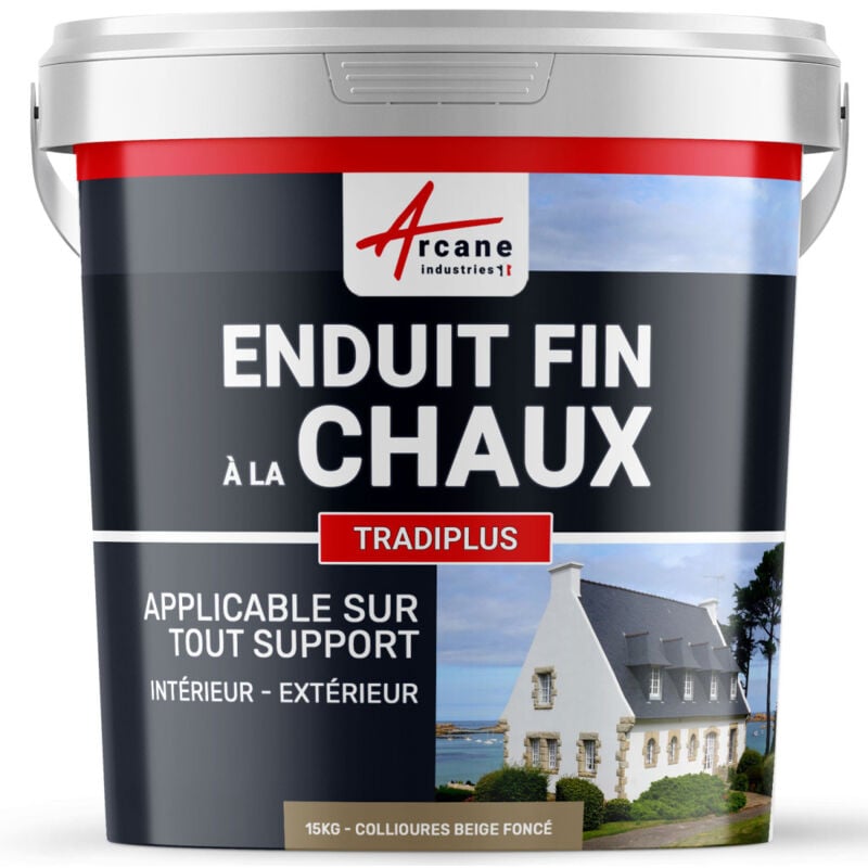 Enduit fin à la chaux décoration intérieure extérieur maison tradiplus - 15 kg (jusqu'à 14 m²) Collioures Beige Foncé Arcane Industries