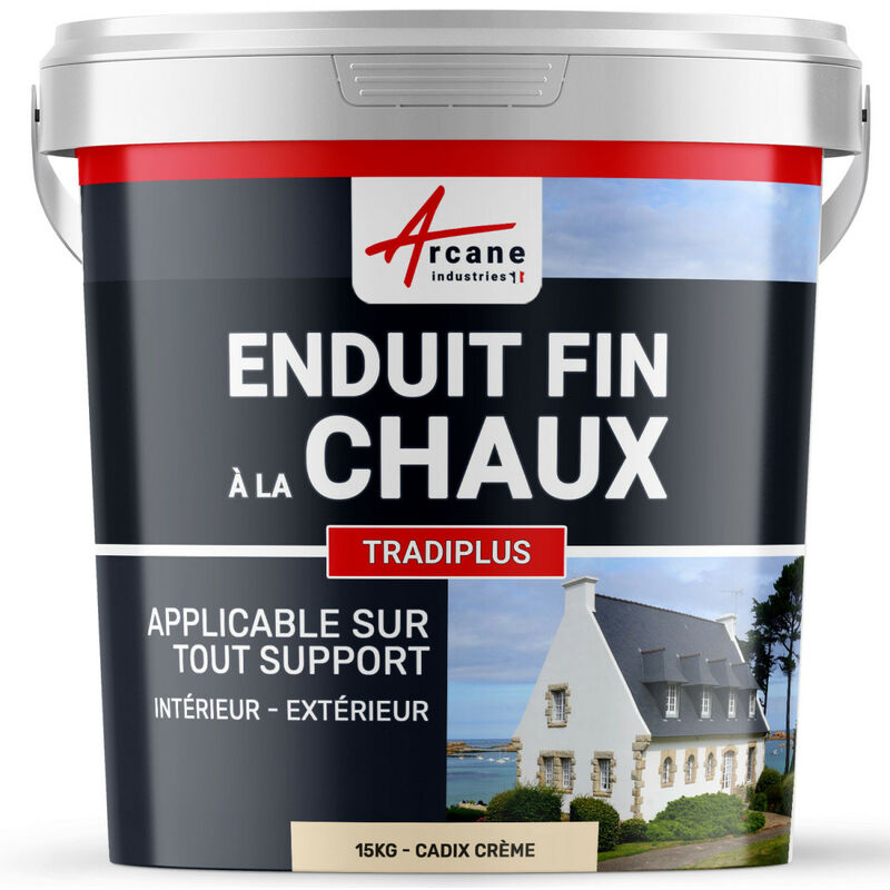 Arcane Industries - Enduit fin à la chaux décoration intérieure extérieur maison tradiplus - 15 kg (jusqu'à 14 m²) Cadix Crème