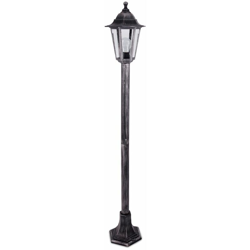 1.2M Black & Silver Outdoor Lamp Post Bollard & Top Light IP44 Rated 15W LED GLS Bulb - Cool White LED Bulb