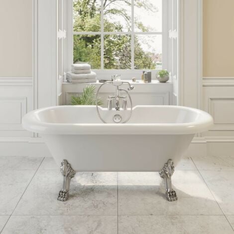 Traditional 1500 Freestanding Bath Double Ended Roll Top Legs Included White