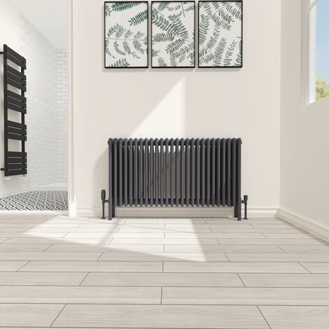 Traditional 4 Column Radiator Cast Iron Style Heating Rads Horizontal Anthracite 600x1190mm