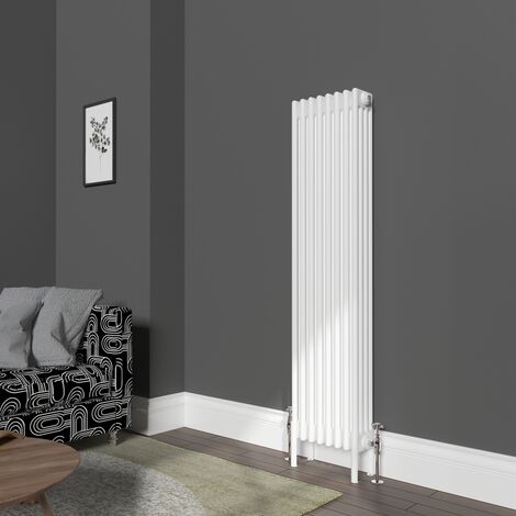 Traditional 4 Column Radiator Cast Iron Style Heating Rads Vertical White 1500x380mm