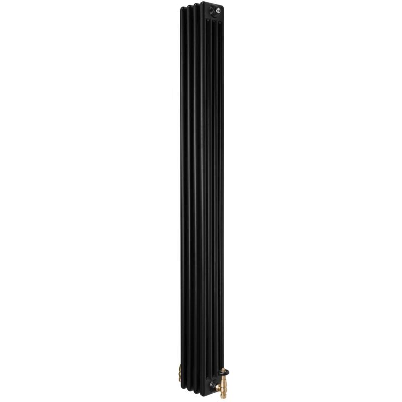 Monster Shop Traditional 4 Column Radiator & Valves - 1800 X 200mm - Black
