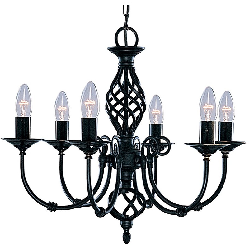 Traditional 6 Arm Ceiling Pendant In Black By Washington Lighting